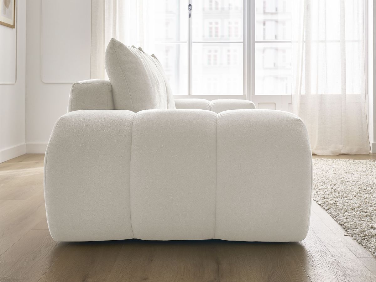 Canapé droit convertible coffre EVEREST tissu texturé - 2 coussins