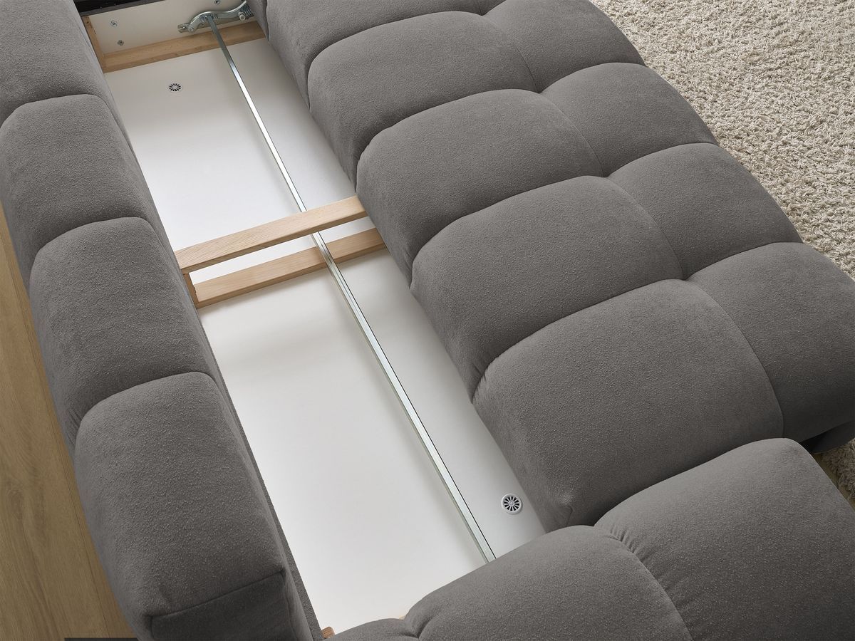 Canapé droit convertible coffre EVEREST tissu texturé - 5 coussins