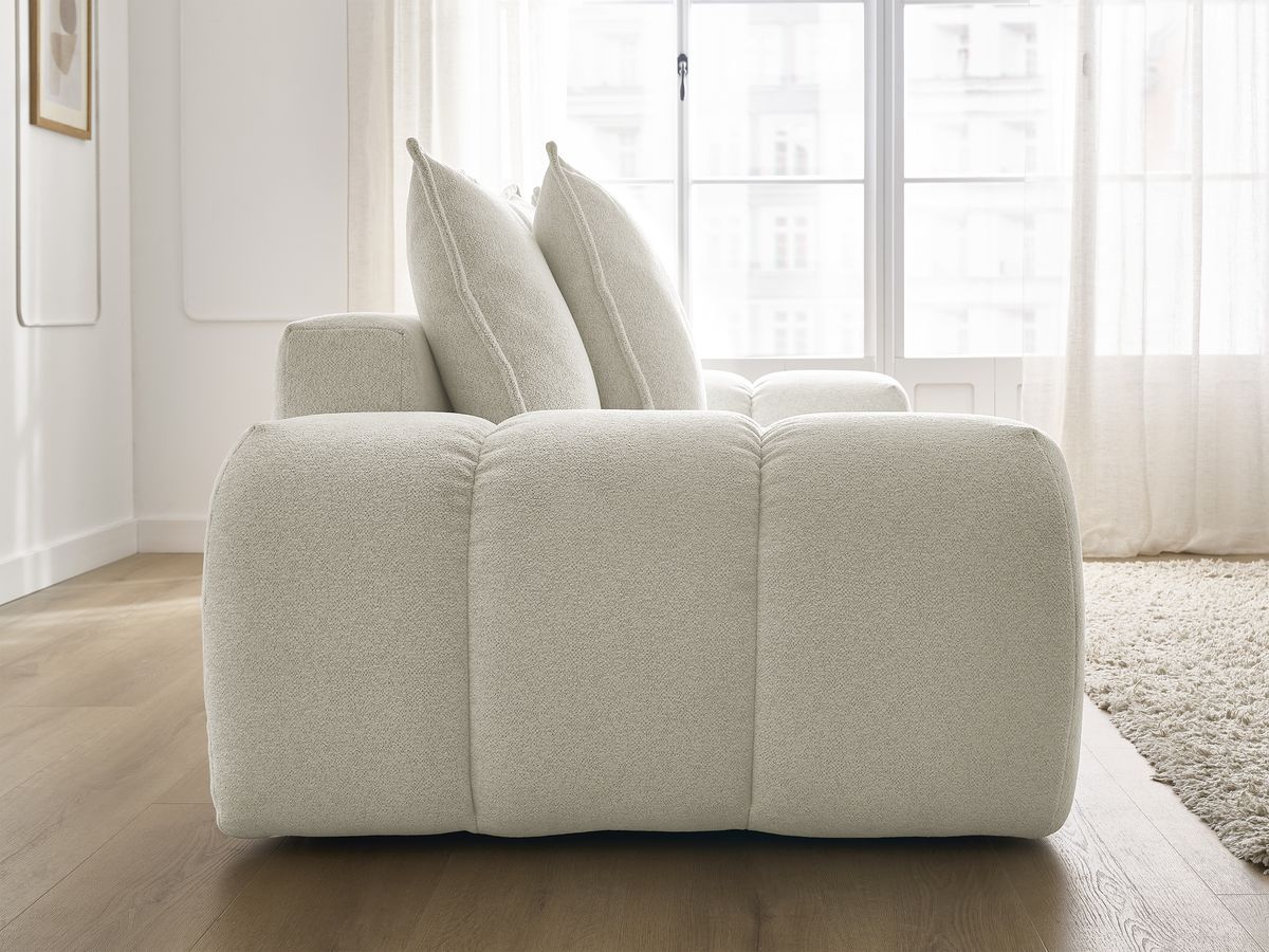 Canapé droit fixe 3 places EVEREST tissu chiné - 5 coussins