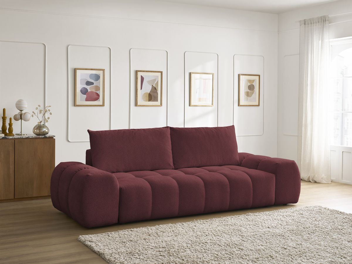 Canapé droit fixe 3 places EVEREST tissu chiné - 2 coussins