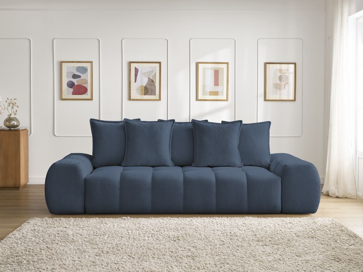 Canapé droit fixe 3 places EVEREST tissu chiné - 5 coussins