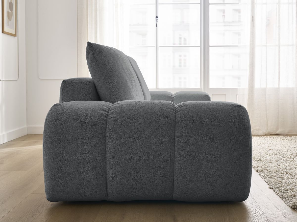 Canapé droit fixe 3 places EVEREST tissu chiné - 2 coussins