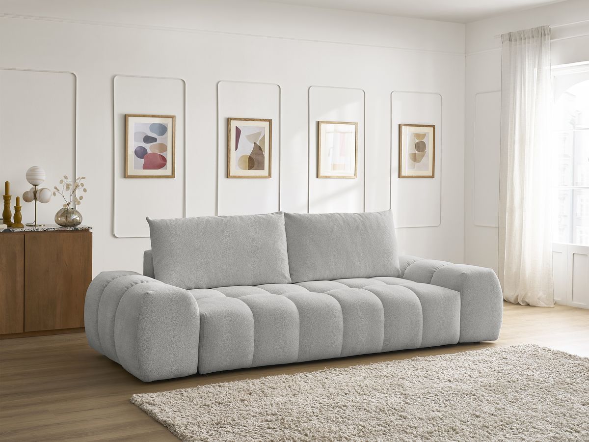 Canapé droit fixe 3 places EVEREST tissu chiné - 2 coussins