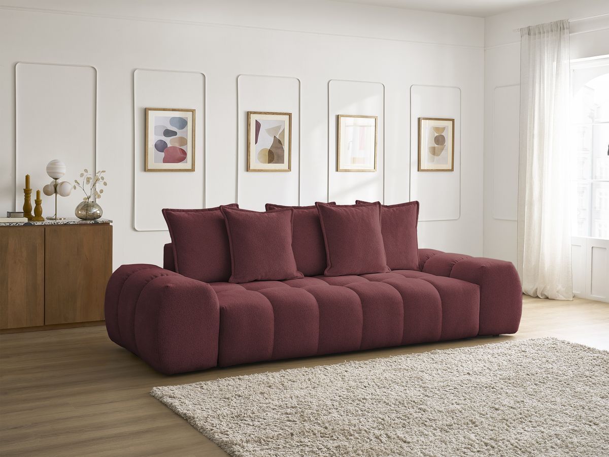 Canapé droit fixe 3 places EVEREST tissu chiné - 5 coussins