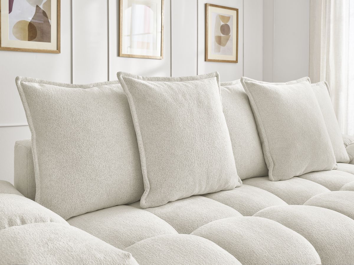 Canapé droit fixe 3 places EVEREST tissu chiné - 5 coussins
