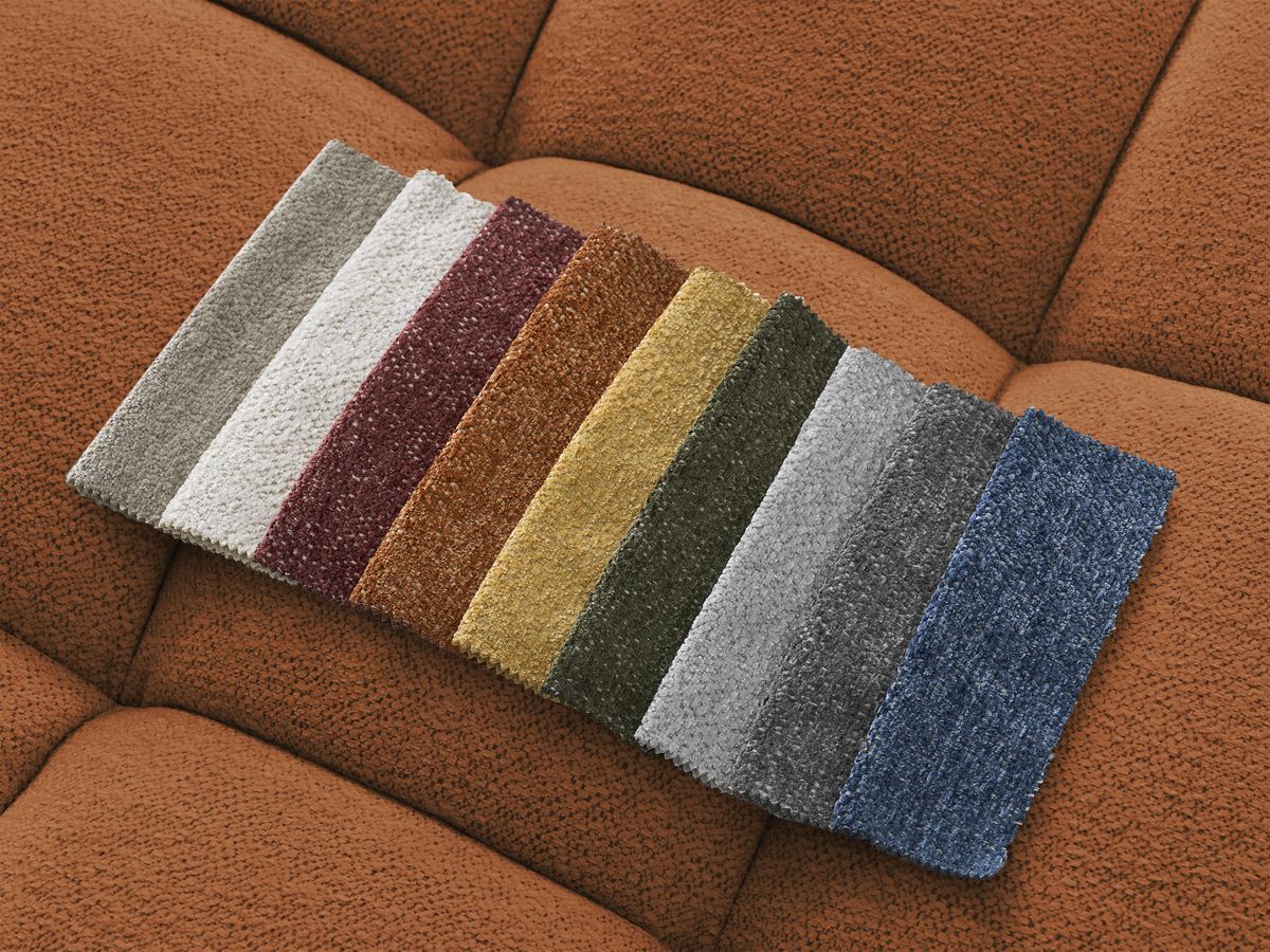 Canapé droit fixe 3 places EVEREST tissu chiné - 2 coussins