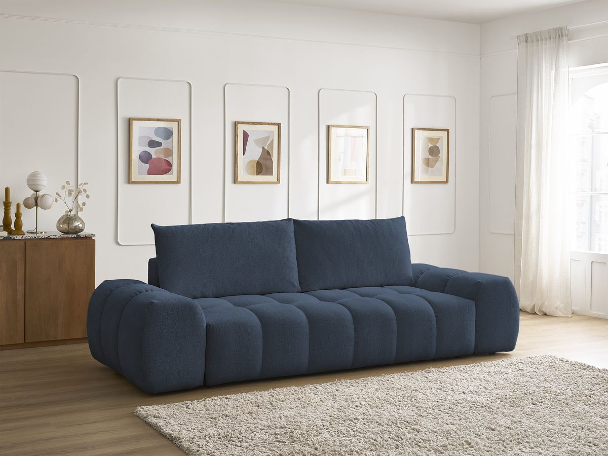 Canapé droit fixe 3 places EVEREST tissu chiné - 2 coussins