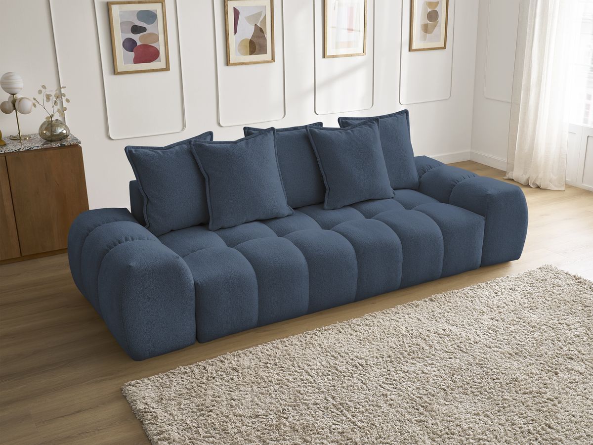 Canapé droit fixe 3 places EVEREST tissu chiné - 5 coussins
