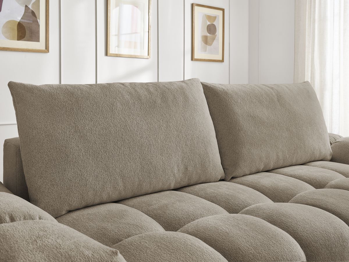 Canapé droit fixe 3 places EVEREST tissu chiné - 2 coussins