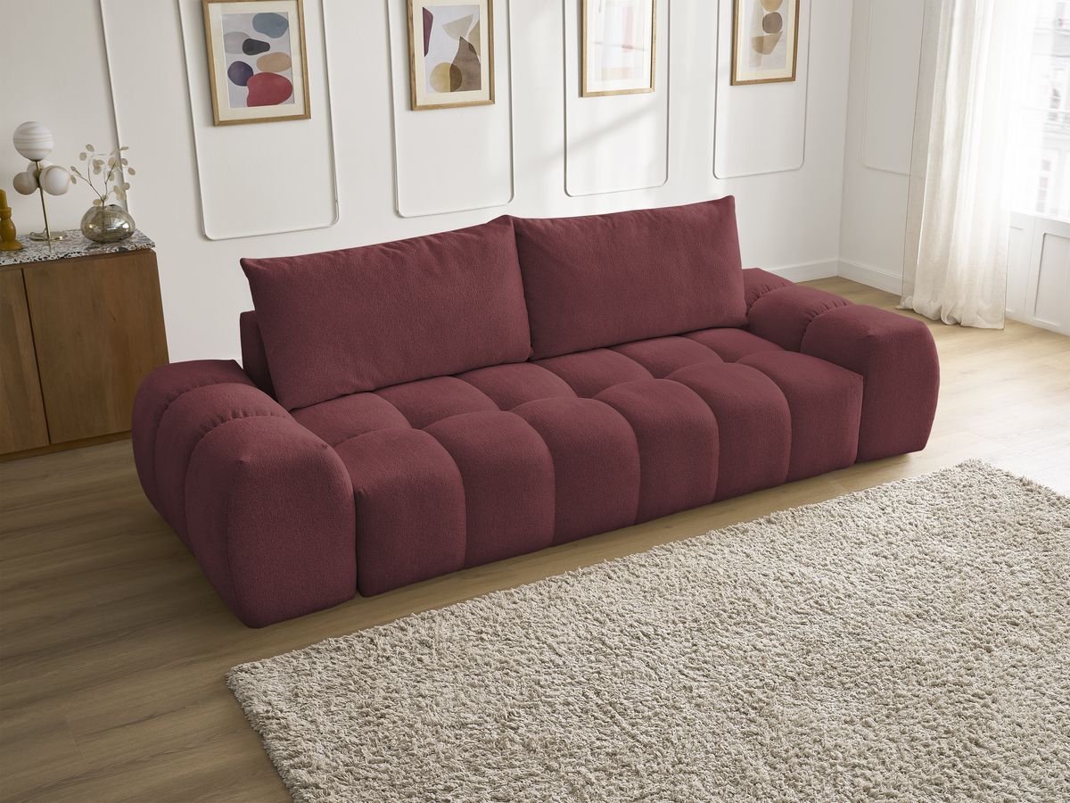 Canapé droit fixe 3 places EVEREST tissu chiné - 2 coussins
