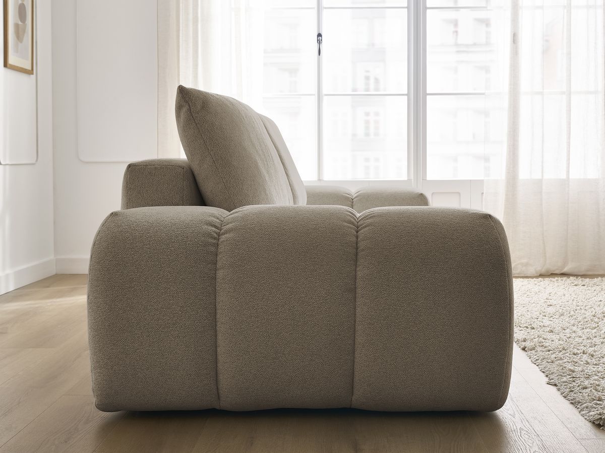 Canapé droit fixe 3 places EVEREST tissu chiné - 2 coussins