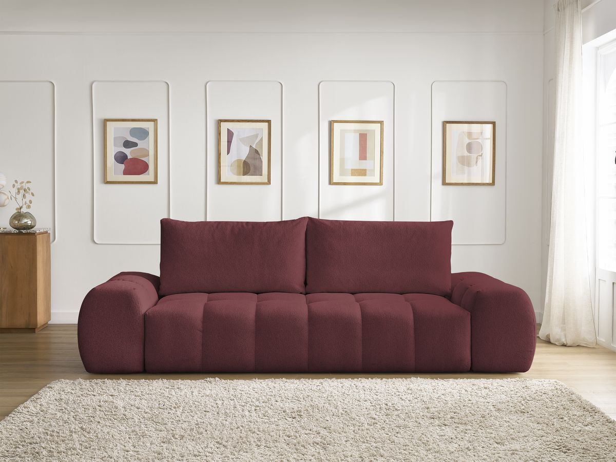 Canapé droit fixe 3 places EVEREST tissu chiné - 2 coussins