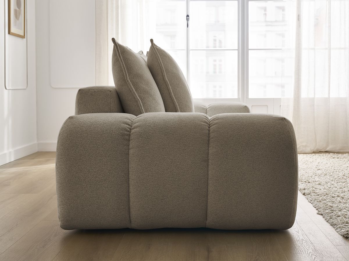 Canapé droit fixe 3 places EVEREST tissu chiné - 5 coussins