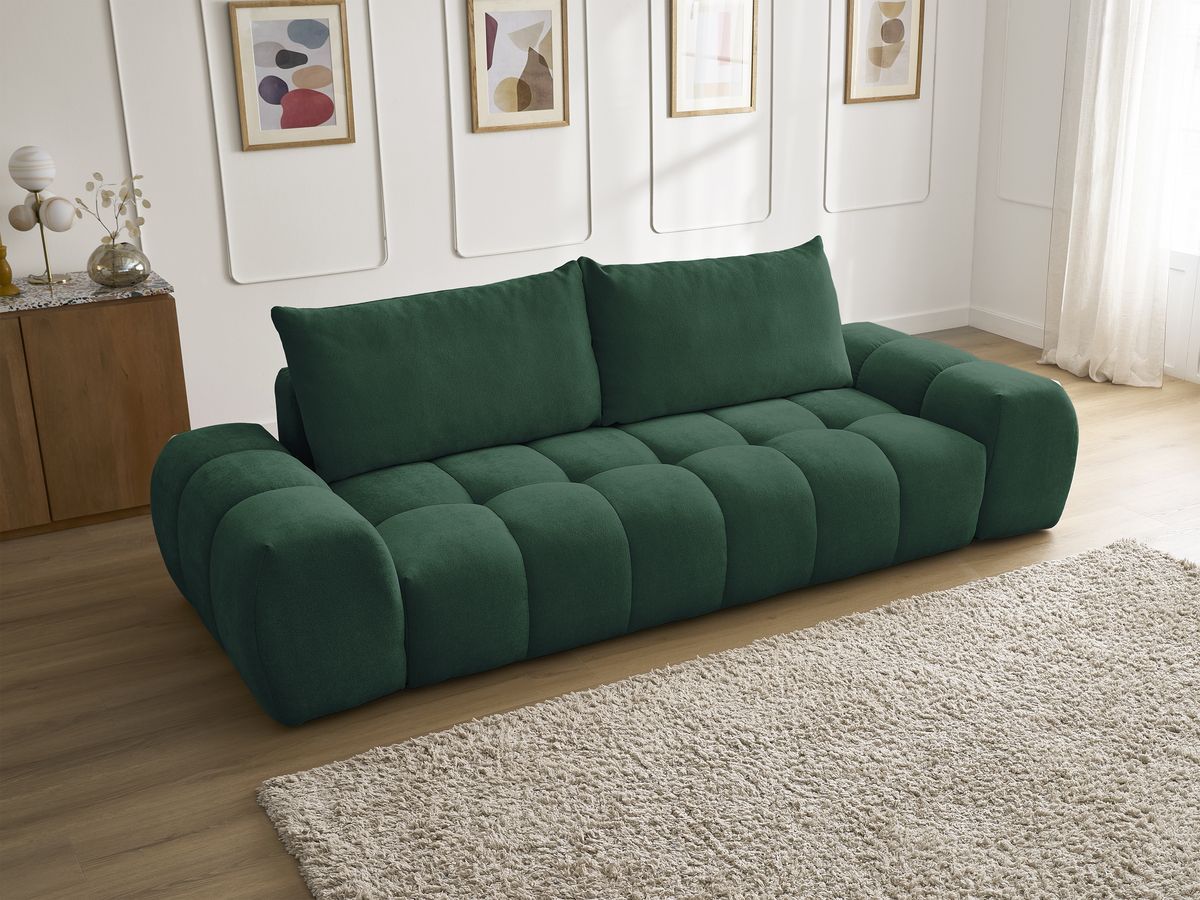Canapé droit fixe 3 places EVEREST tissu texturé - 2 coussins