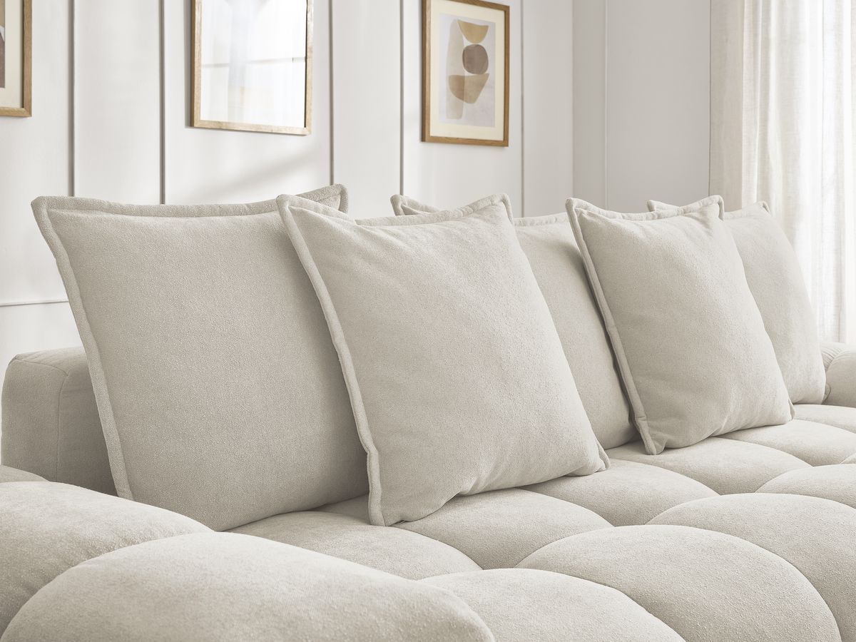 Canapé droit fixe 3 places EVEREST tissu texturé - 5 coussins