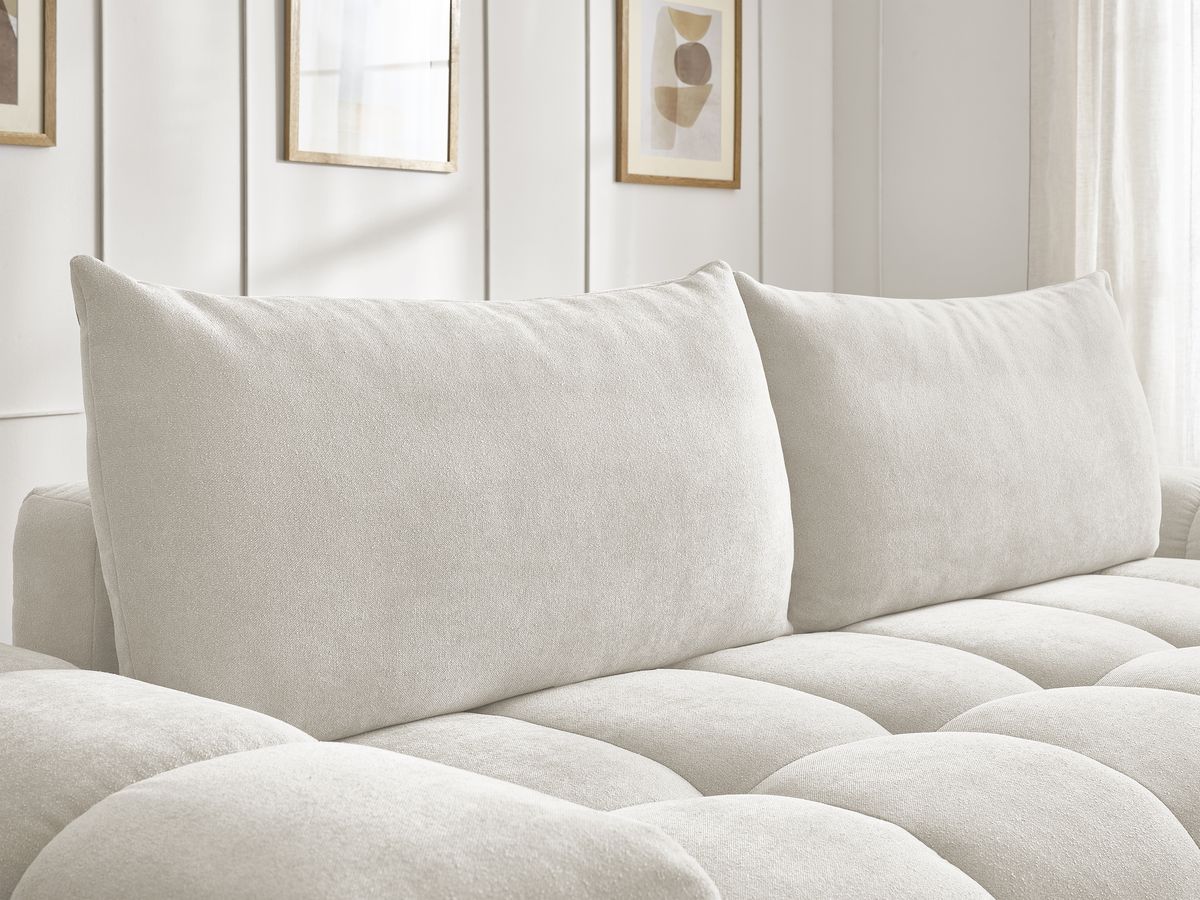 Canapé droit fixe 3 places EVEREST tissu texturé - 2 coussins