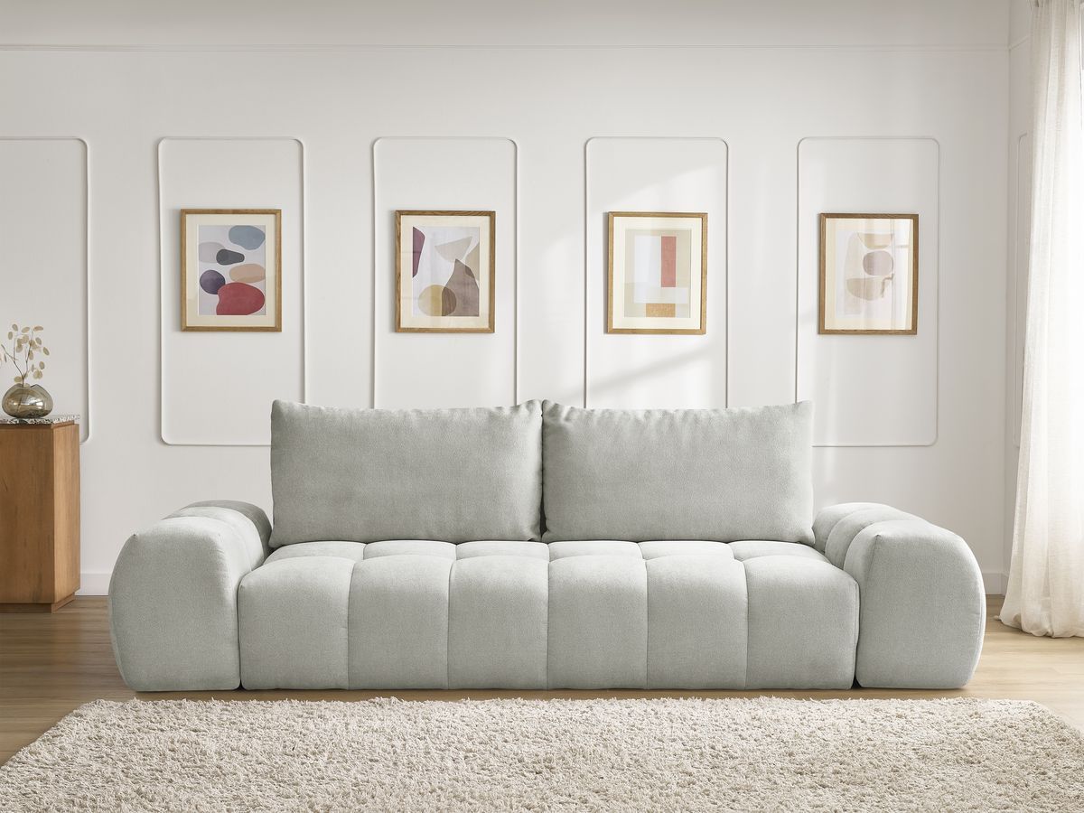 Canapé droit fixe 3 places EVEREST tissu texturé - 2 coussins