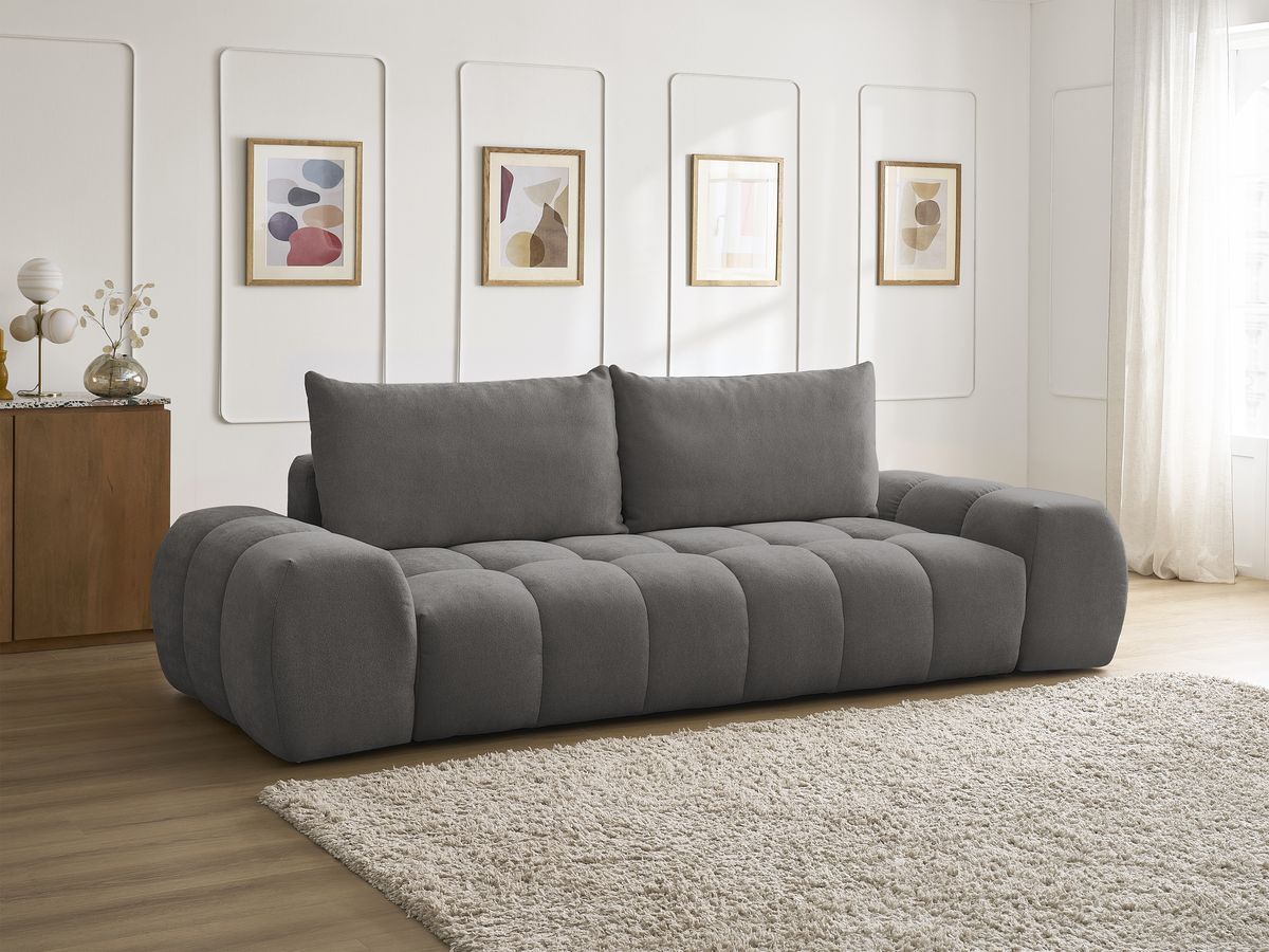Canapé droit fixe 3 places EVEREST tissu texturé - 2 coussins