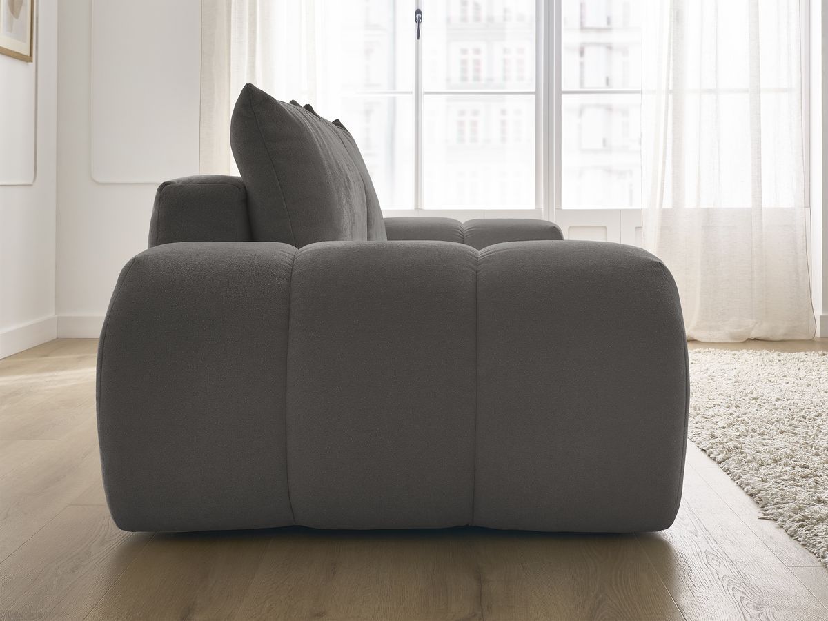 Canapé droit fixe 3 places EVEREST tissu texturé - 2 coussins
