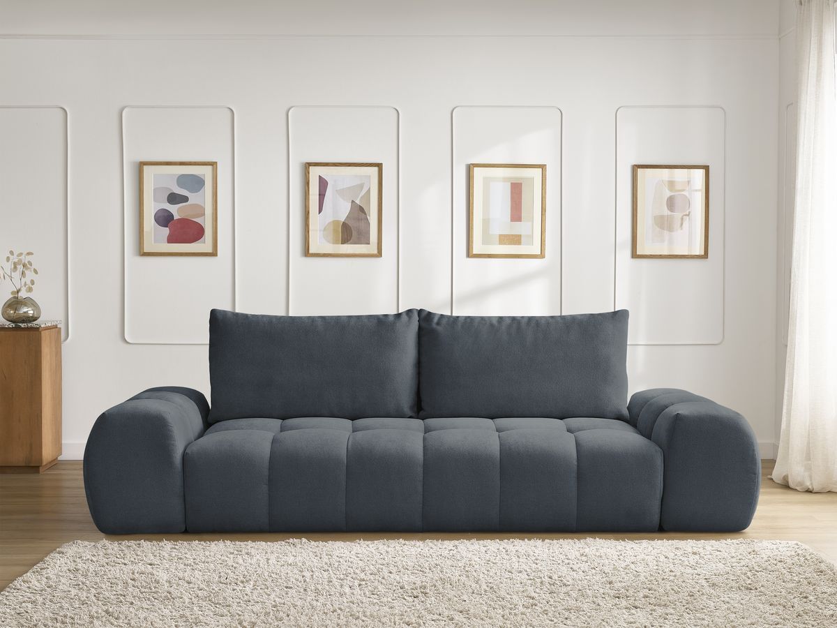 Canapé droit fixe 3 places EVEREST tissu texturé - 2 coussins