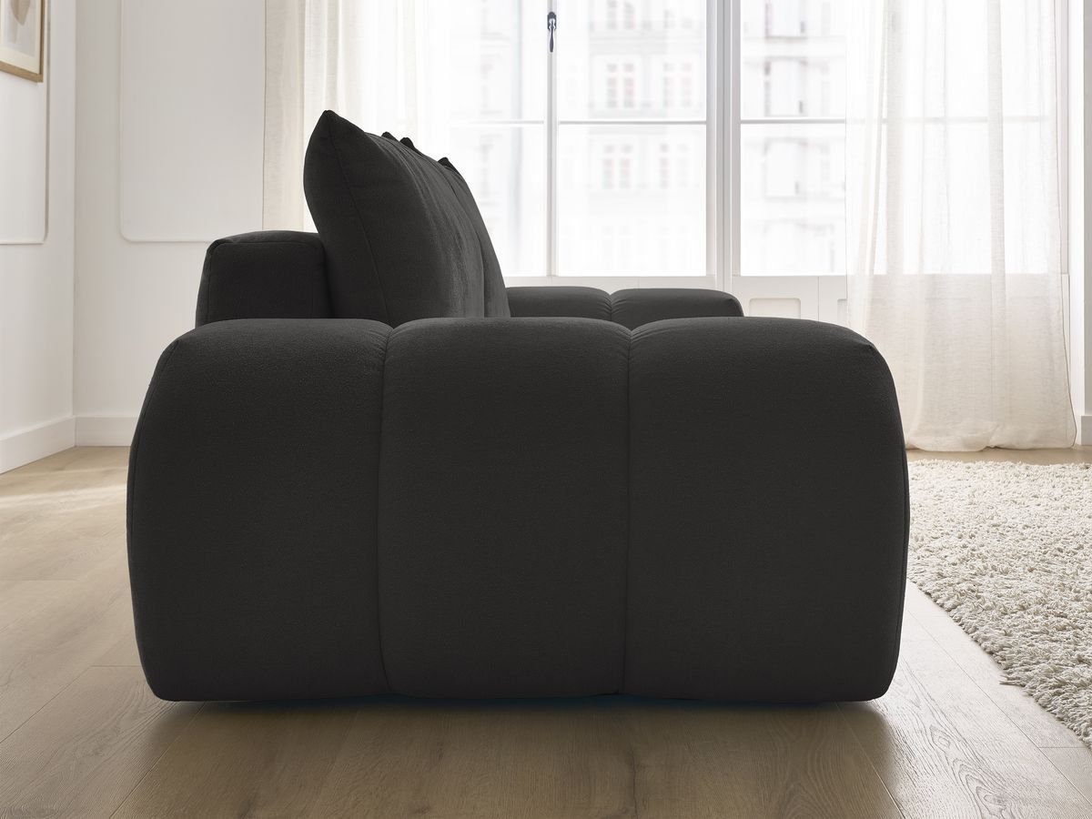 Canapé droit fixe 3 places EVEREST tissu texturé - 2 coussins