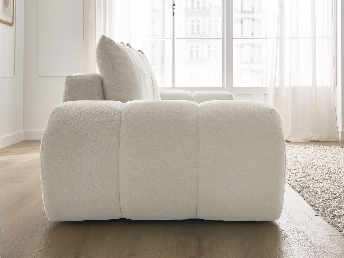 Canapé droit fixe 3 places EVEREST tissu texturé - 2 coussins