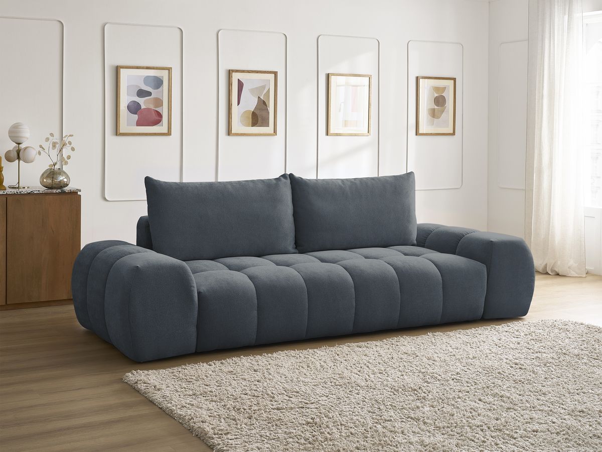 Canapé droit fixe 3 places EVEREST tissu texturé - 2 coussins