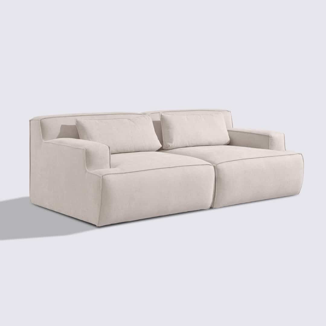 Canapé droit modulable 3 places en tissu crème – Lorenzo