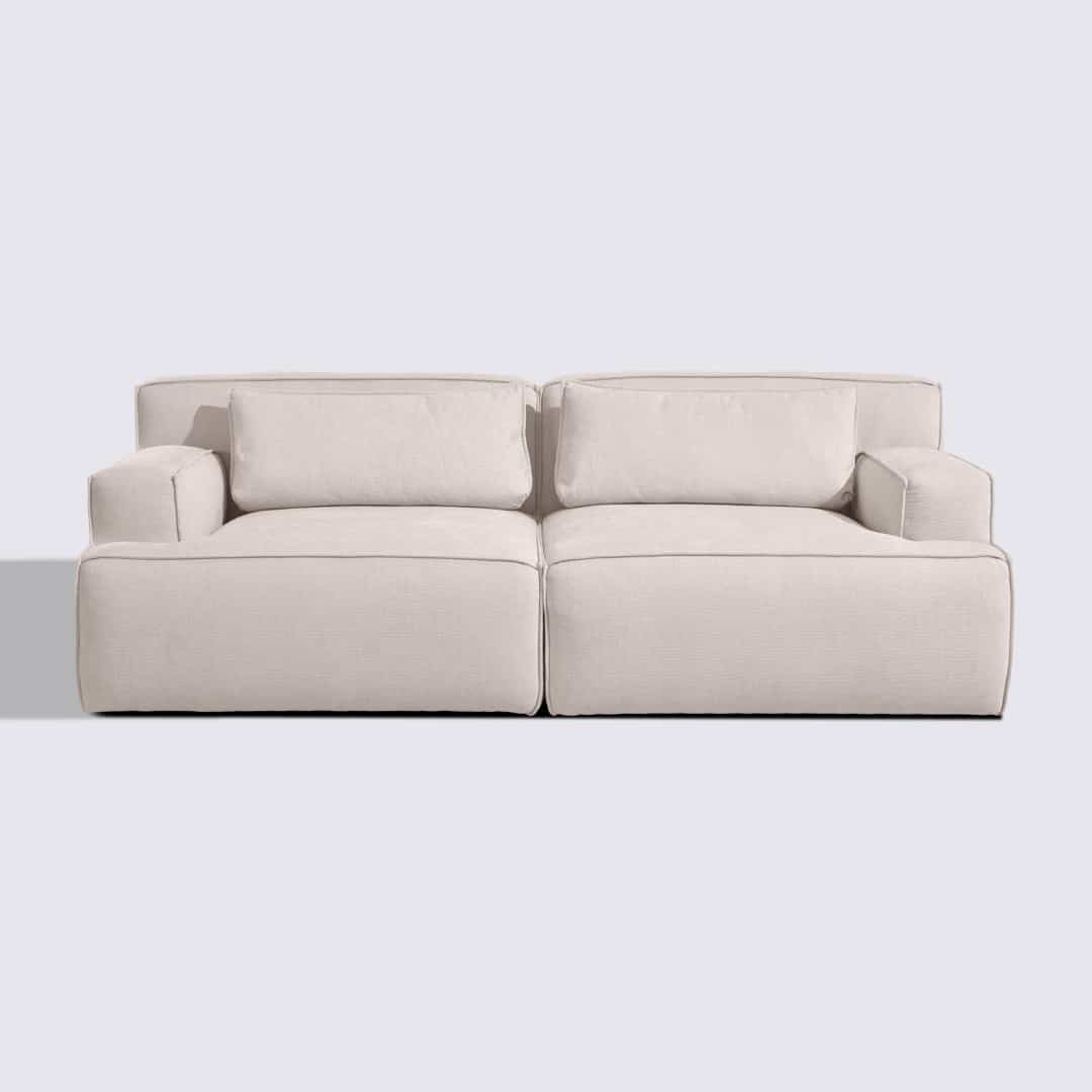 Canapé droit modulable 3 places en tissu crème – Lorenzo