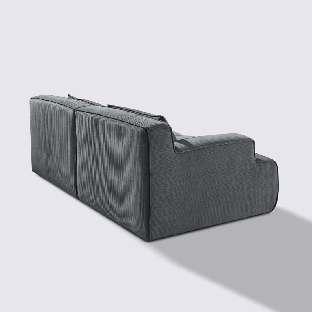 Canapé droit modulable 3 places en velours côtelé gris foncé – Lorenzo