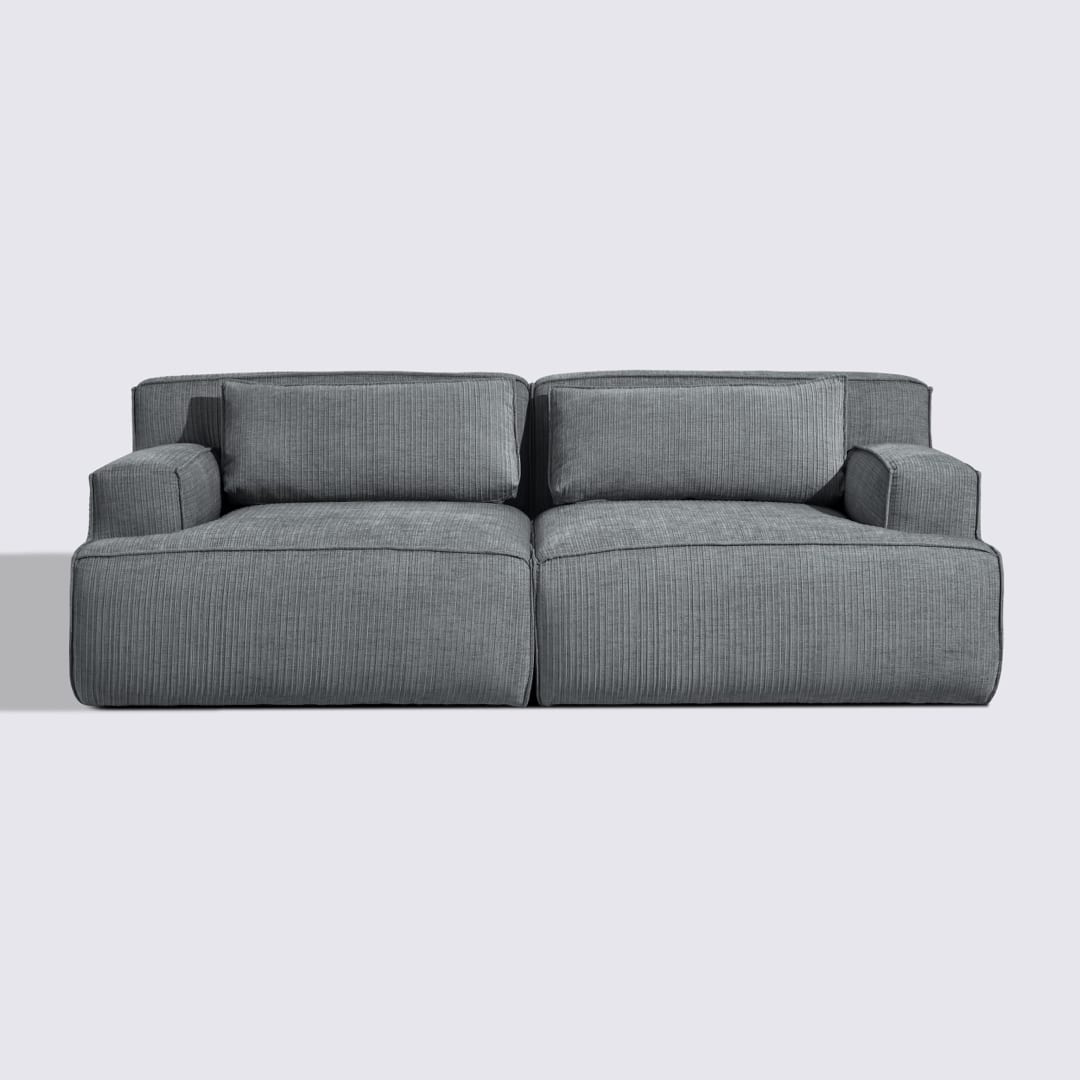 Canapé droit modulable 3 places en velours côtelé gris foncé – Lorenzo