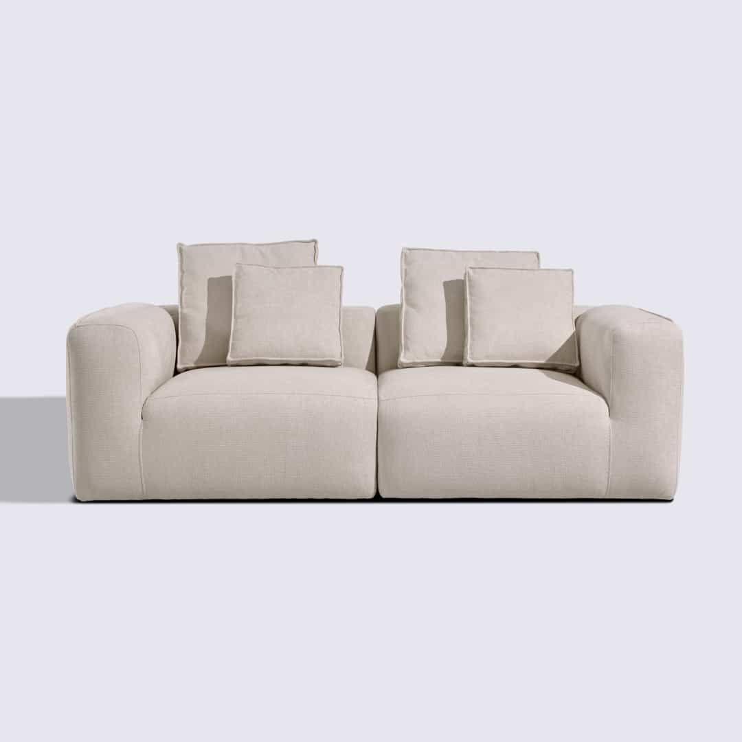 Canapé droit modulable 3 places en tissu crème – Marbellia