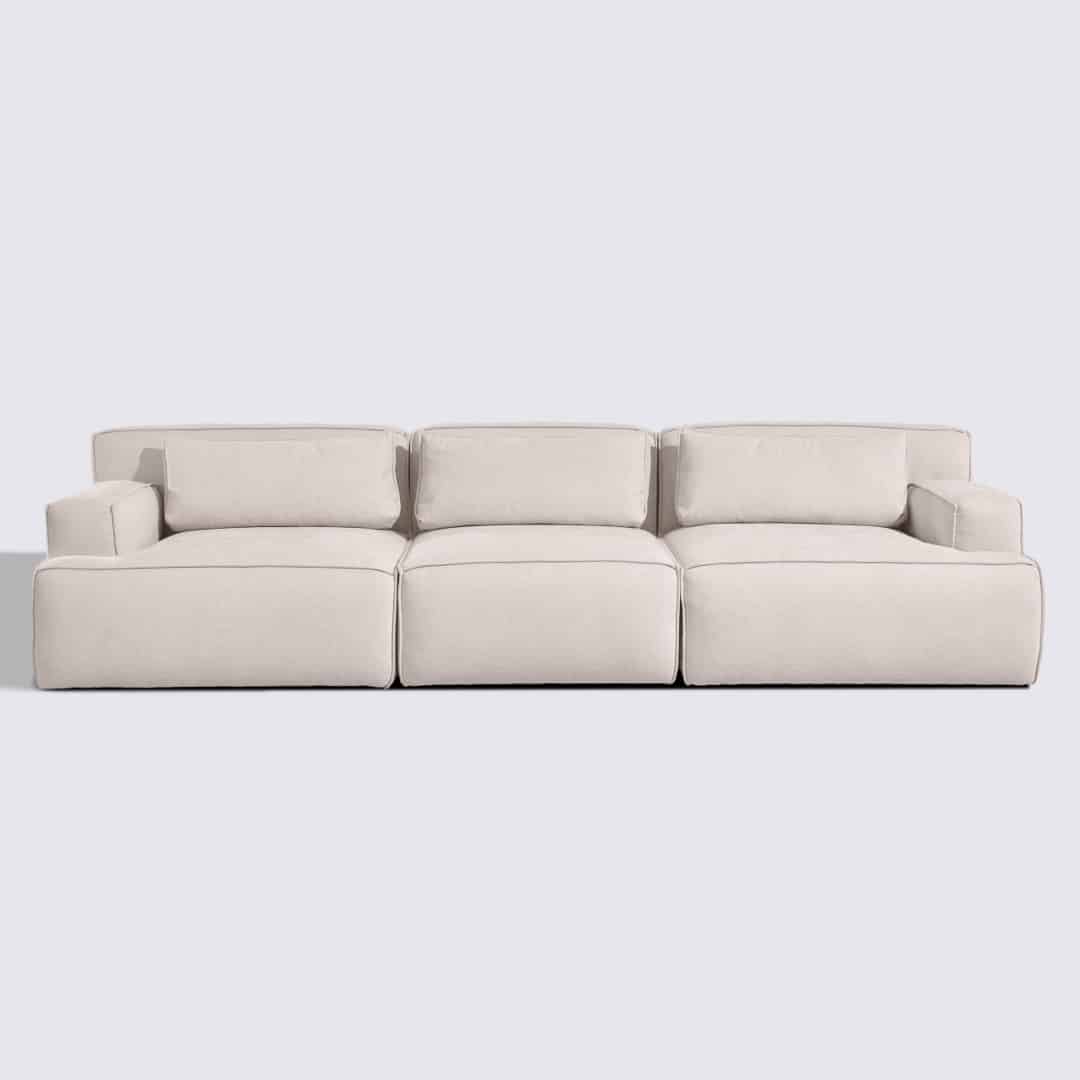 Canapé droit modulable 4 places en tissu crème – Lorenzo