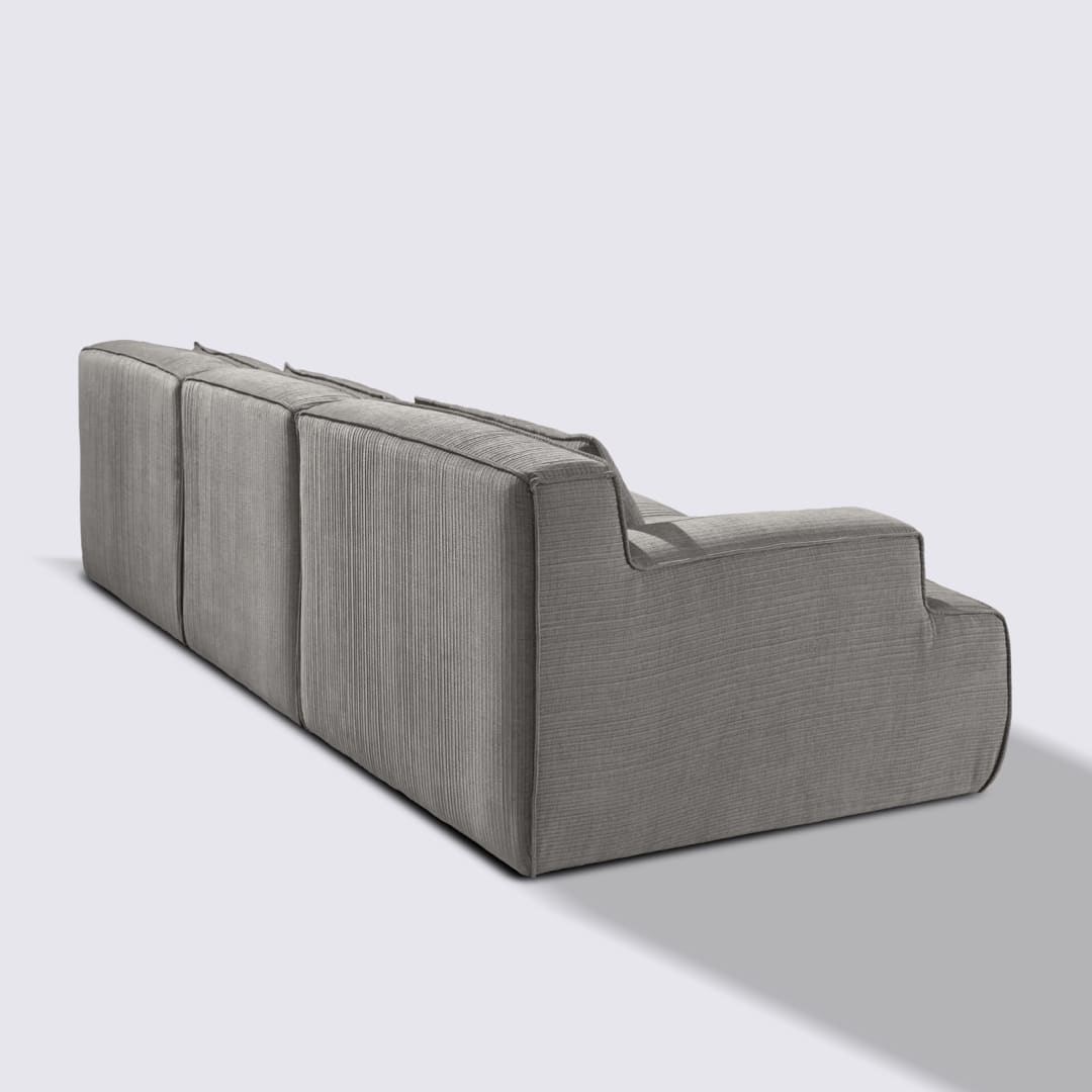 Canapé droit modulable 4 places en velours côtelé gris clair – Lorenzo