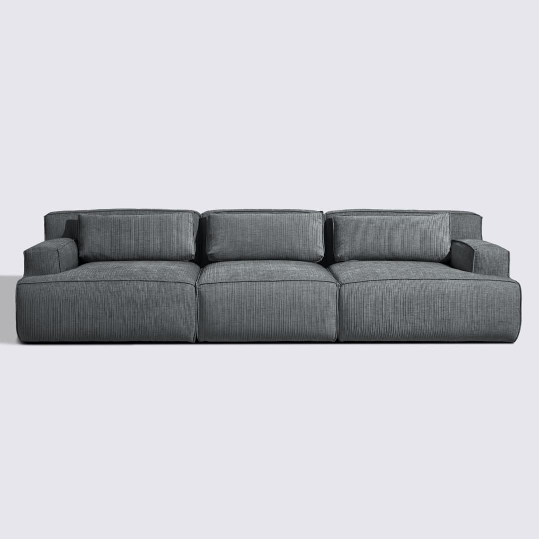 Canapé droit modulable 4 places en velours côtelé gris foncé – Lorenzo
