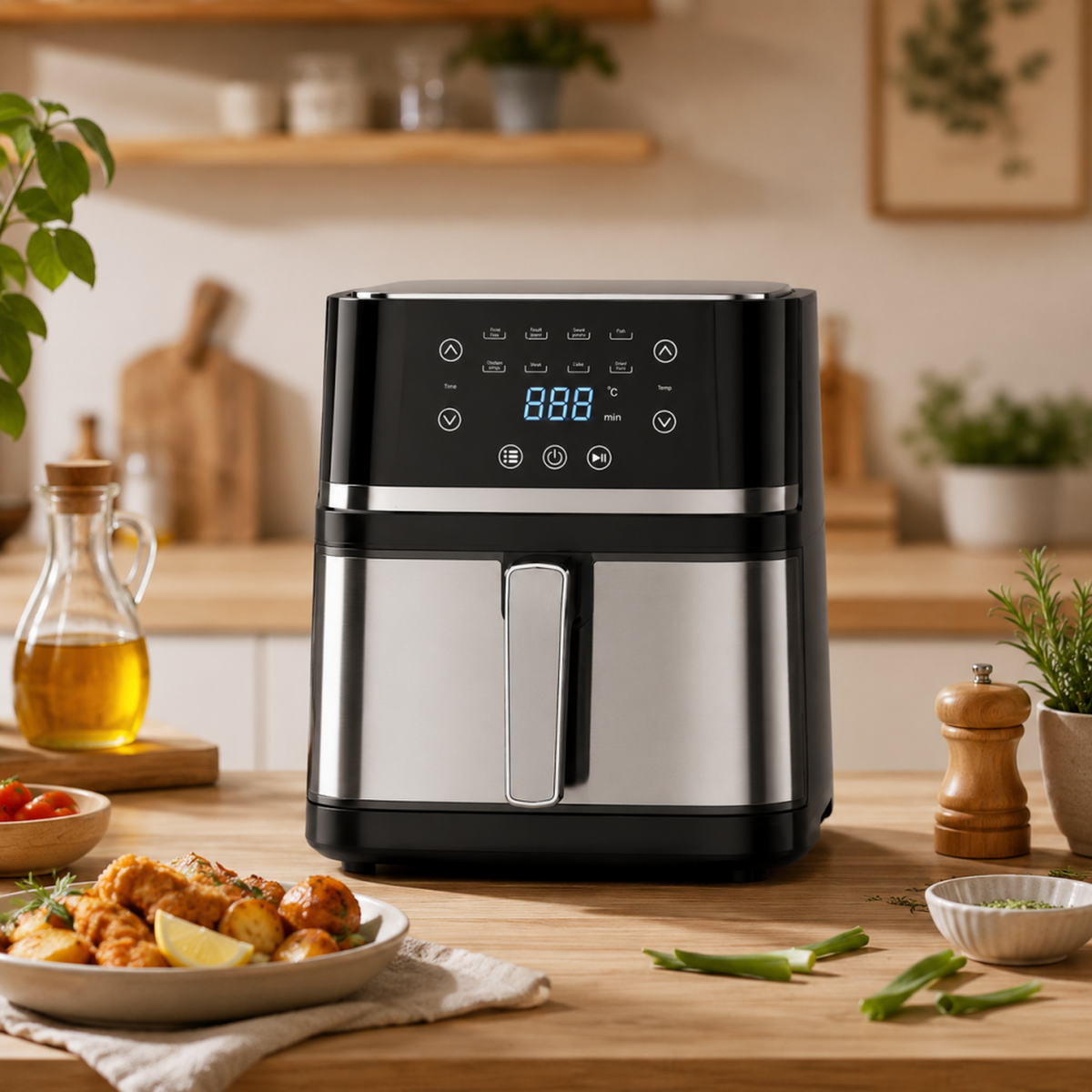 Friteuse à air chaud 6,5 L 1350 W - Fonction Vapeur - Argent