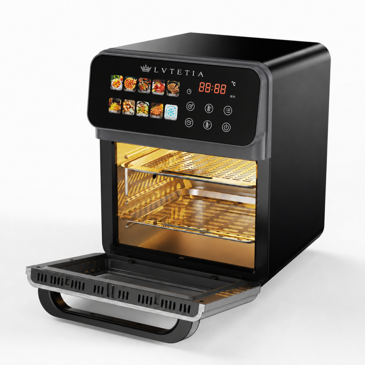 Friteuse à air chaud sans huile - Grande capacité 10L avec fenêtre - Noire