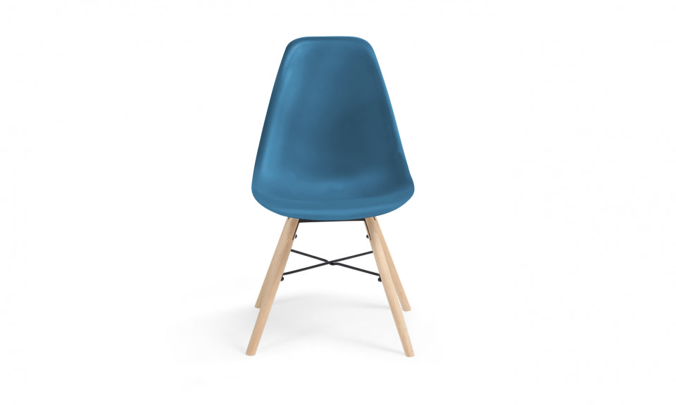 Chaises Arkken assise bleu canard et pieds bois - lot de 2