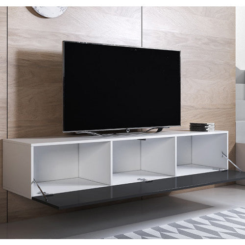 Meuble TV couleur blanc & noir  - 160 x 30 cm -  Leiko H2