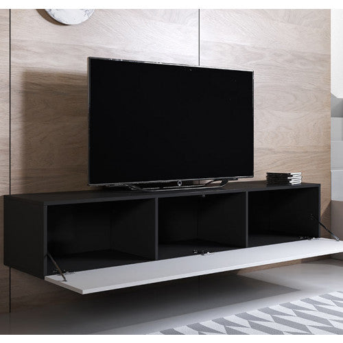 Meuble TV couleur noir & blanc  - 160 x 30 cm -  Leiko H2