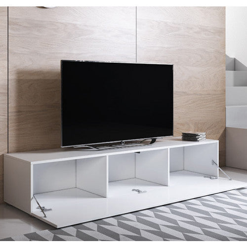 Meuble TV couleur blanc  - 160 x 32 cm -  Leiko H2