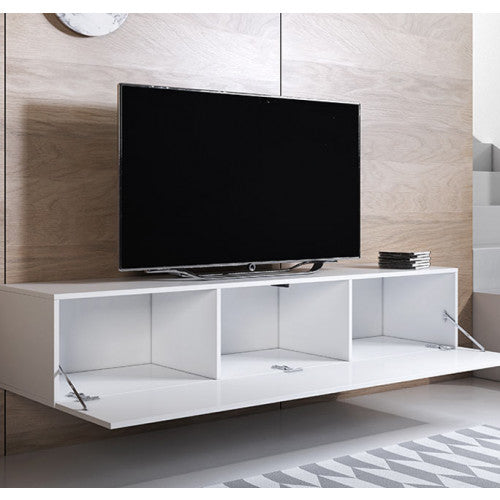 Meuble TV couleur blanc  - 160 x 30 cm -  Leiko H2