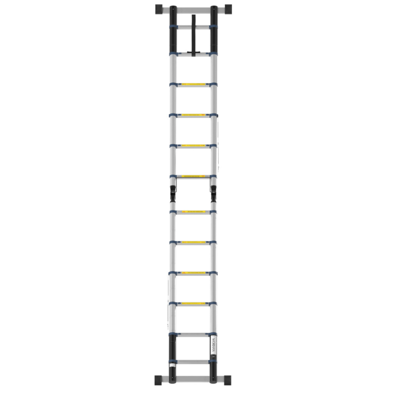 Escabeau télescopique PRO en aluminium - 2 x 6 échelons - 3.8 m + 2 stabilisateurs