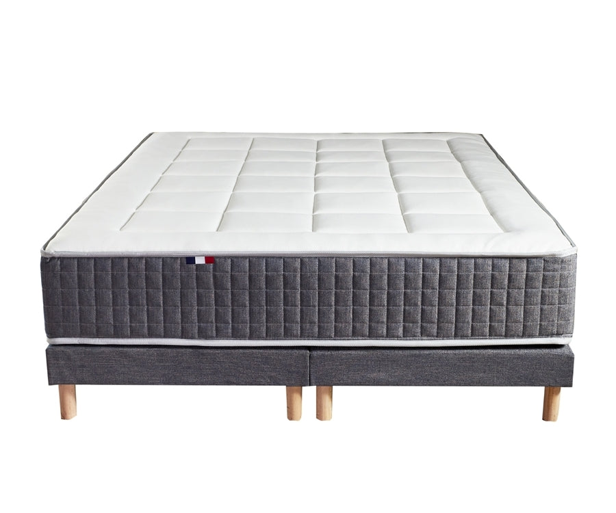 Ensemble 180X200 Matelas Ressort 30 cm 7 zones + Mémoire de forme + Sommier KING STYLE Fabriqué en France