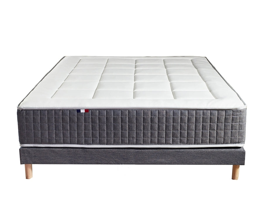 Ensemble 140X190 Matelas Ressort 30 cm  7 zones + Mémoire de forme + Sommier KING STYLE Fabriqué en France