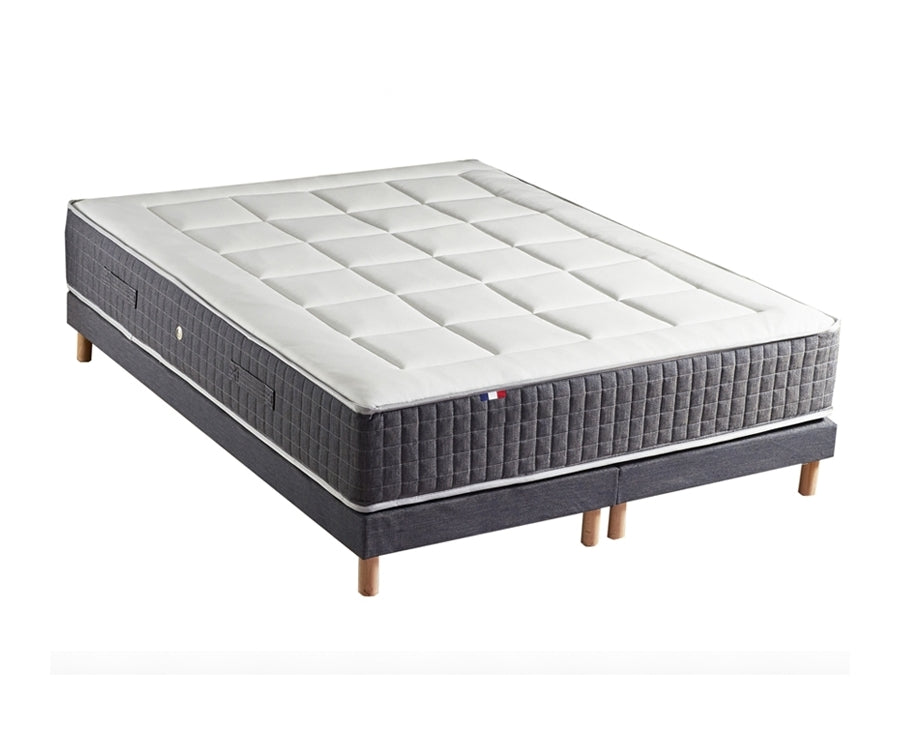 Ensemble 180X200 Matelas Ressort 30 cm 7 zones + Mémoire de forme + Sommier KING STYLE Fabriqué en France