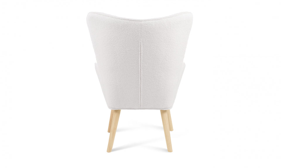 Fauteuil Ivar en tissu bouclettes et pieds bois