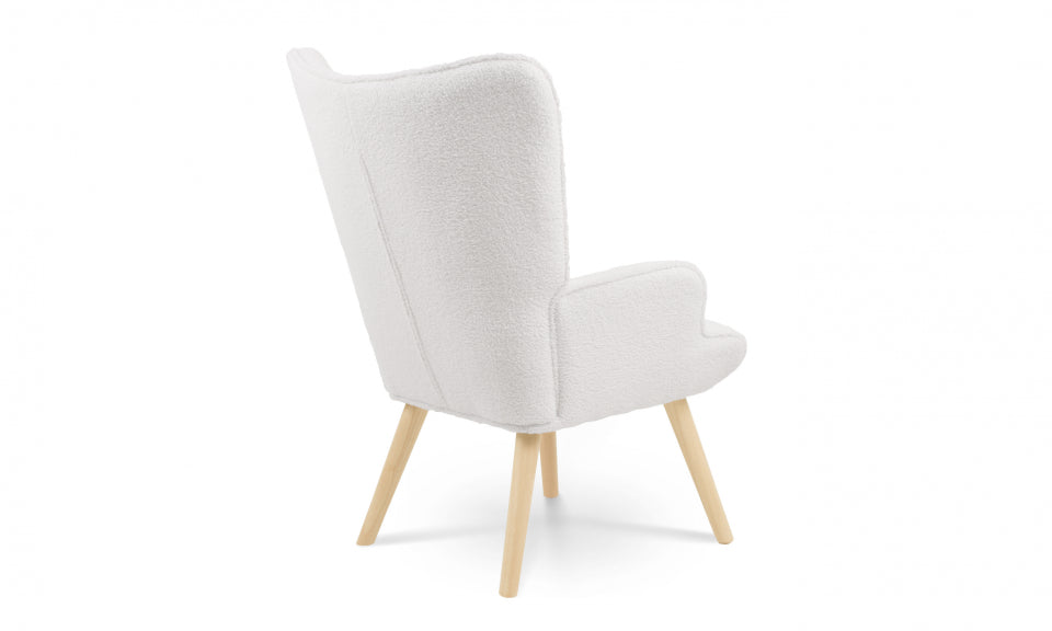 Fauteuil Ivar en tissu bouclettes et pieds bois