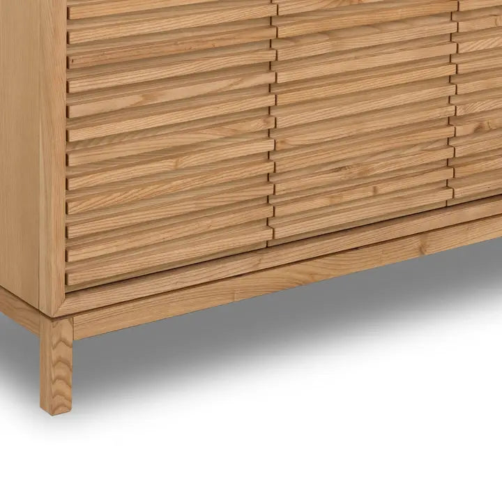 Buffet 4 portes en bois de frêne, couleur lin - Tanner