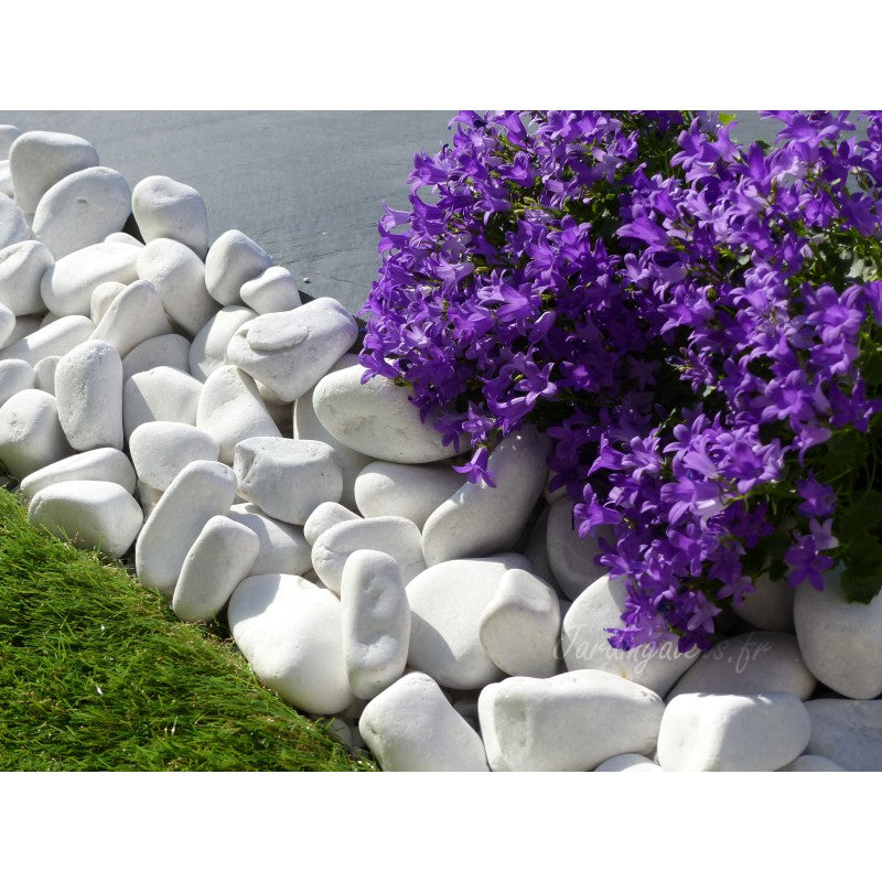 Galets blanc décoratifs 40/60 - reflets pailletés - 80 kg/m²